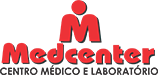 Logo Medcenter, Centro Médico e Laboratório — cliente Smavix, case de sucesso em presença digital e SEO
